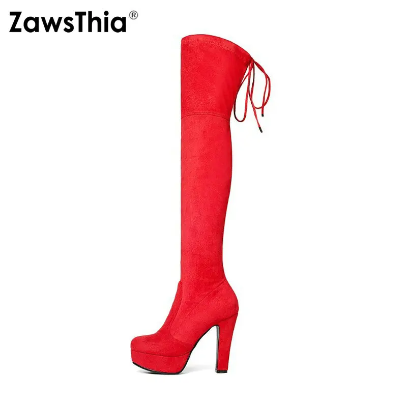 ZawsThia 2020 новые женские сапоги из искусственной замши с круглым носком на тонком