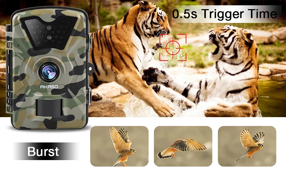 AKASO Trail игровая камера 14MP 1080P ночное видение дикая природа Охота Скаутинг Cam IP66 водонепроницаемый 120 ° угол Дикая камера Экшн-камера