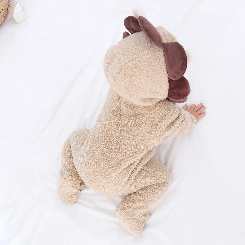 Одежда для новорожденных детский флисовый комбинезон с 3D рисунком льва и