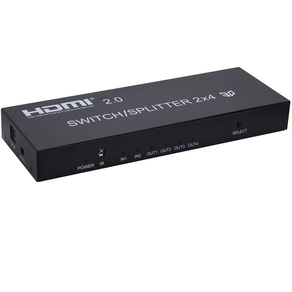 4K HDMI 2,0 коммутатор 2X4 сплиттер с HDMI 2,0 аудио экстрактор сплиттер функции HDMI 2 в 4 выход переключатель сплиттер