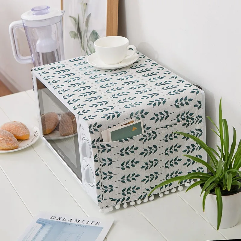 

Kitchen Microwave Oven Covers with Tassel Microwaves Oven Protector Dust Covers with Storage Bag Oven Cover Home Decor