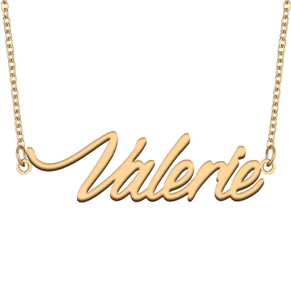 

Valerie Name Necklace for Women Stainless Steel Jewelry with Gold Plated Nameplate Pendant Femme Mother Girlfriend Gift