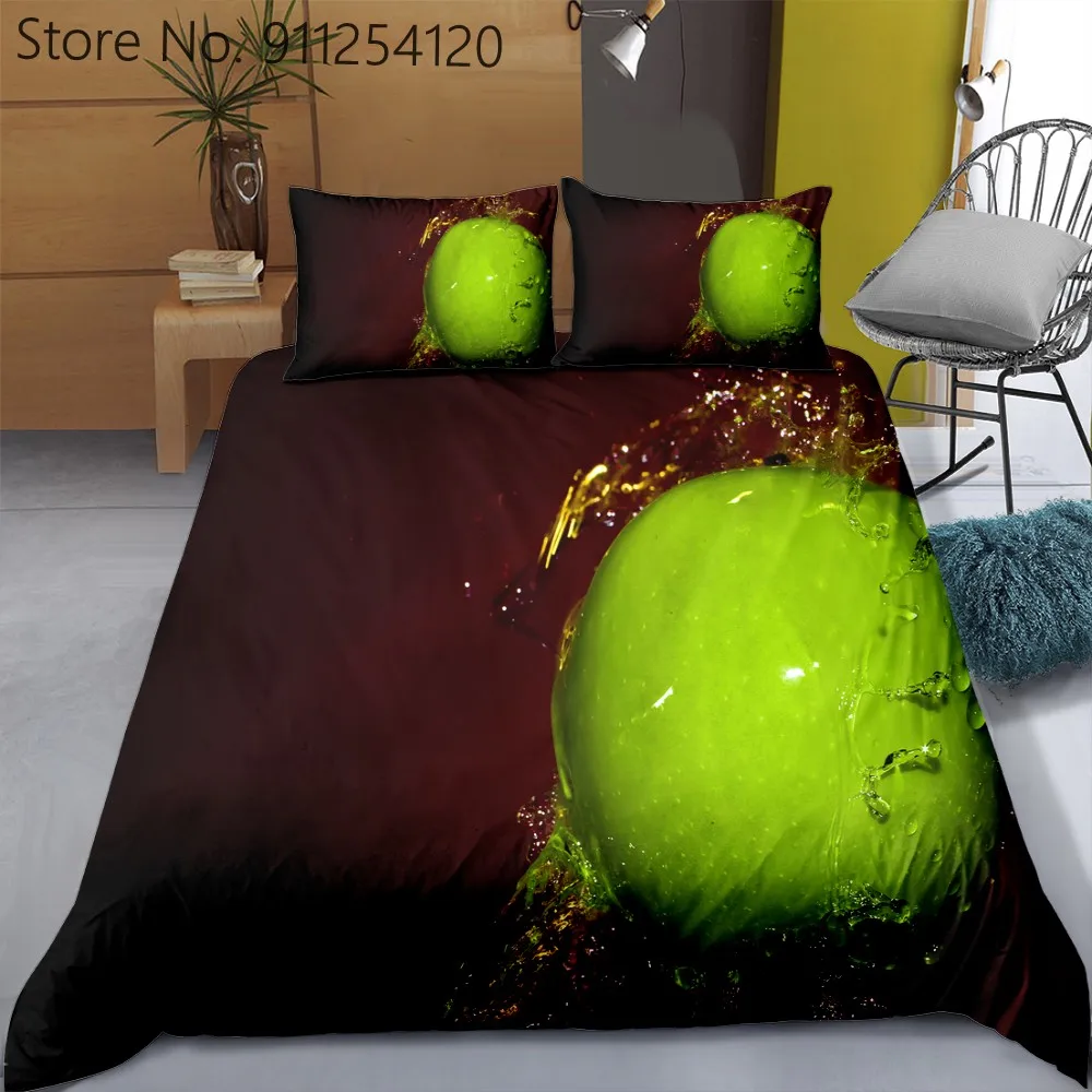 Наборы постельного белья с фруктами клубника лимон персик яблоко принт