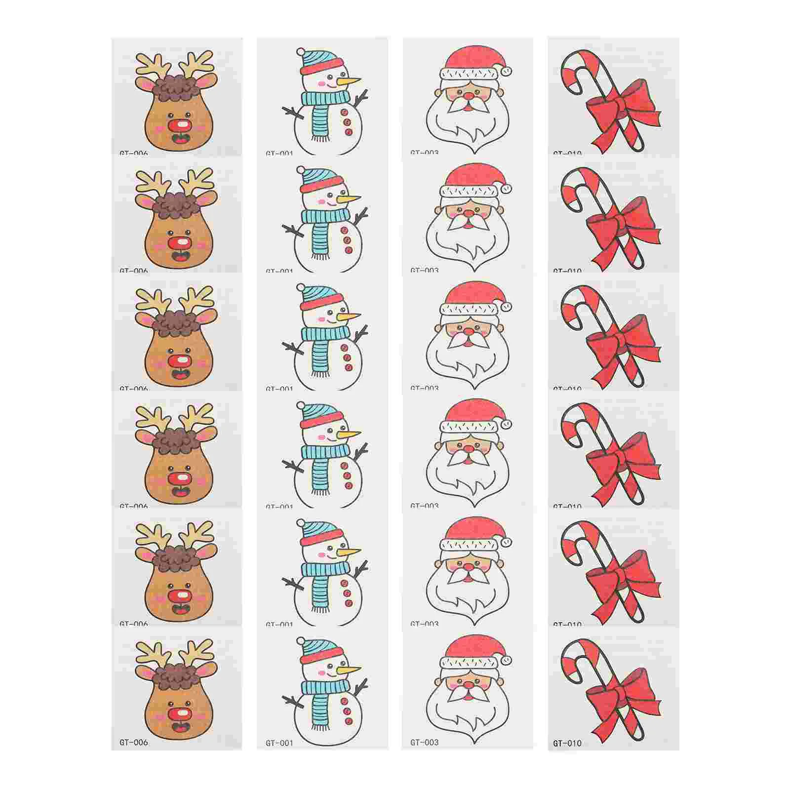 

24 Sheets Christmas Glowing Stickers Body Tattoos Decals Xmas Party Favor