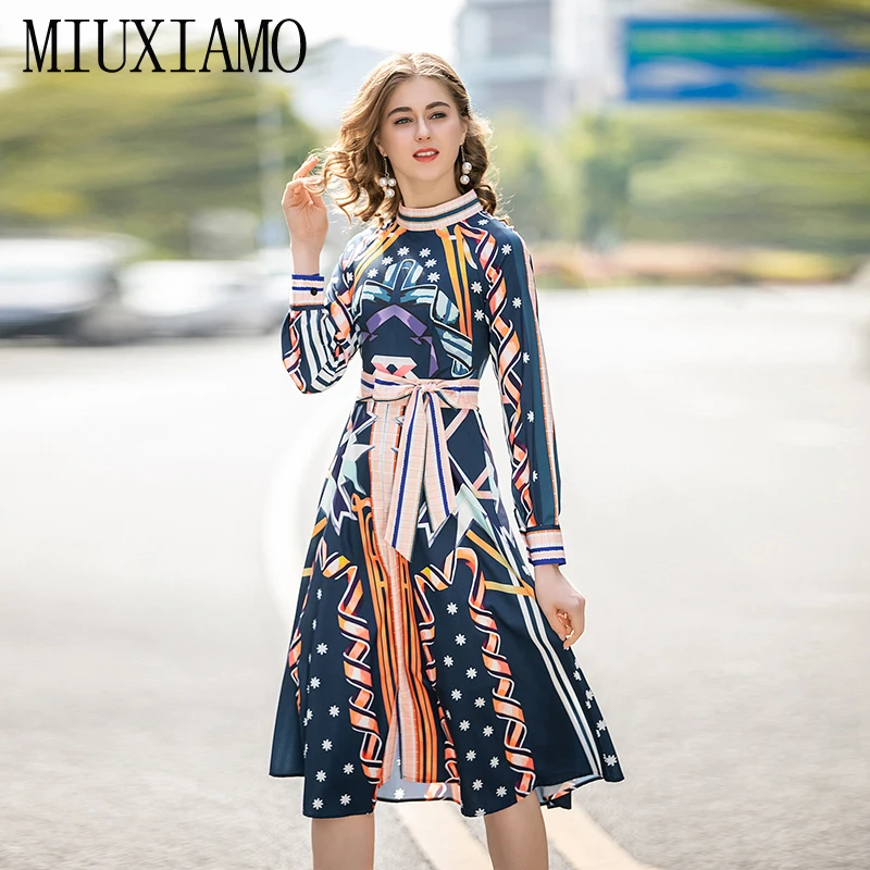 MIUXIMAO высокое качество 2020 подиум дизайнерское весеннее платье для женщин длинный