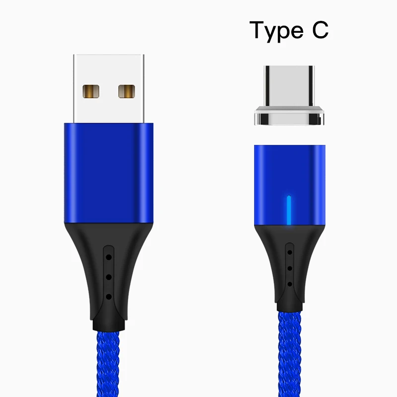 Blue for Type C 5А 1 м type C микро USB кабель передачи данных Магнитный кабель для зарядки для Iphone 11pro samsung Xiaomi redmi huawei зарядное устройство Шнур для мобильного телефона - Цвет: Blue for Type C