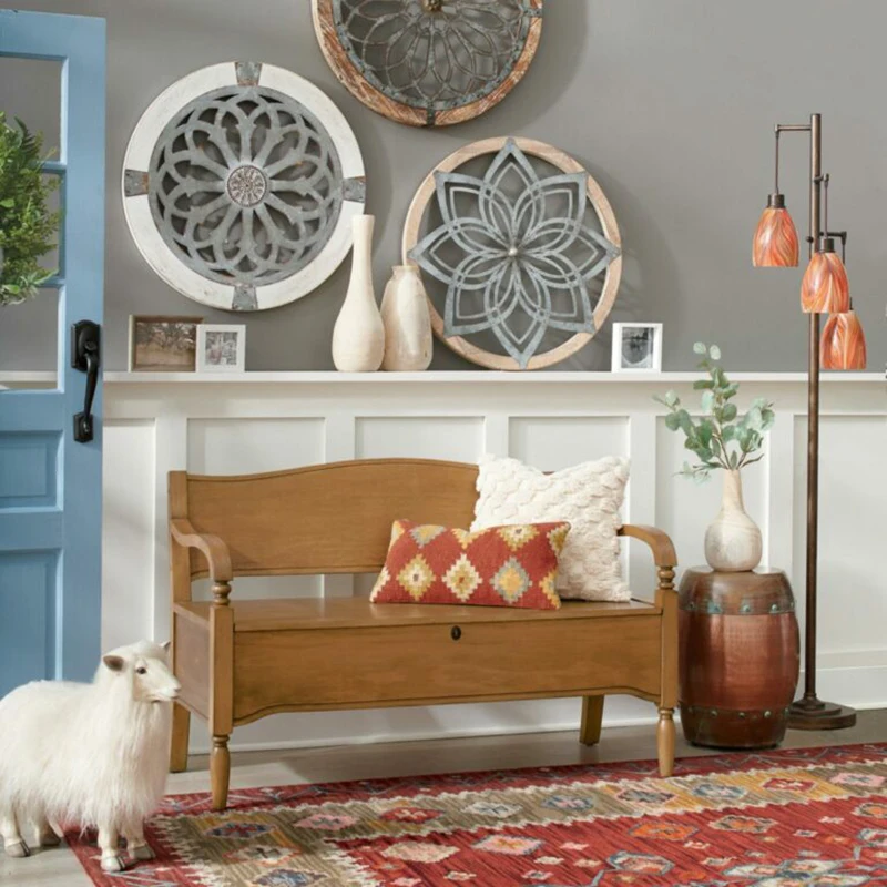 

Heritage Round Wall Art Wooden Hanging Ornament Home Resturant Decoration Lightweight