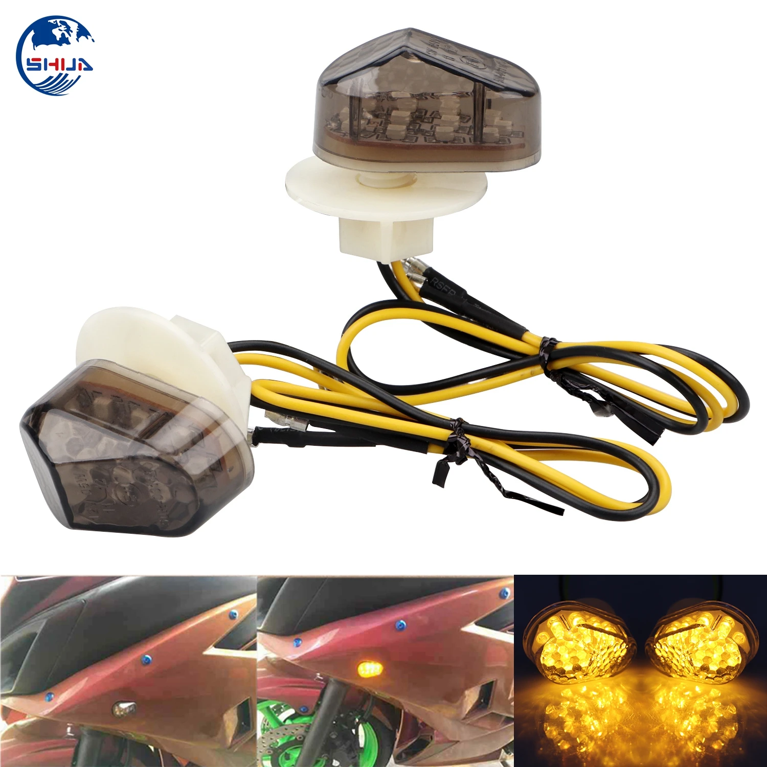2 X Мотоцикл Янтарный заподлицо светодиодный поворотник мигалка для Yamaha YZF R6 1999 2013