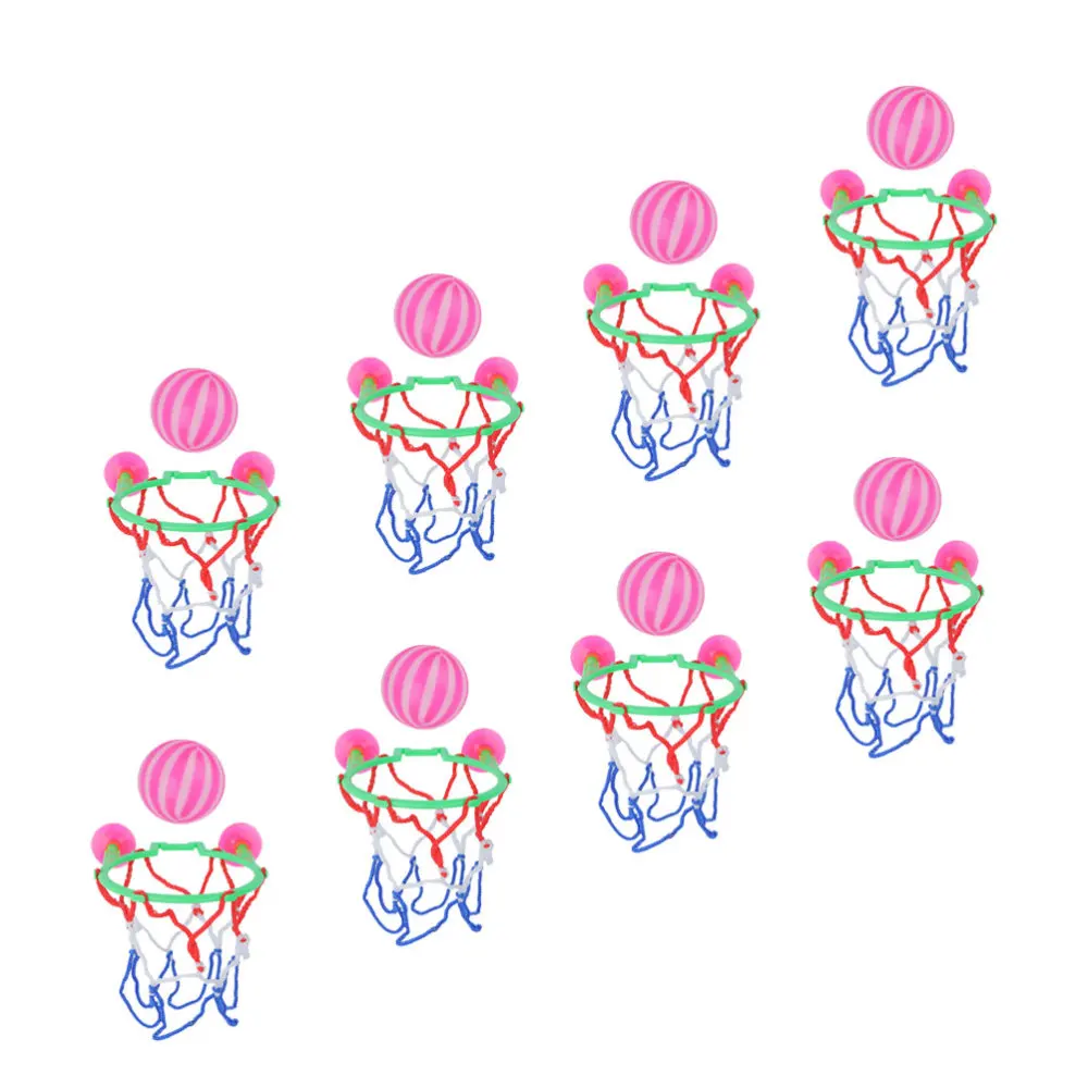 

8PCS Mini Basketball Playset Basketball Hoop Bathing Time Bathroom Supplies for Kids Baby