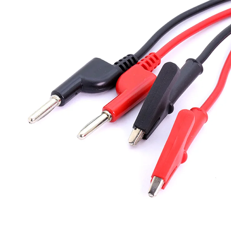 

10pcs/lot Alligator Clip to Banana Plug Test Cable Lead Connector Tester for Multimeter DIY 1M/100CM 5 Pair Red+ Black