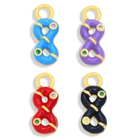 ocesrio fashion mini enamel lucky number 8 infinity charms for necklaces earrings gold plated copper zircon accessories chma098