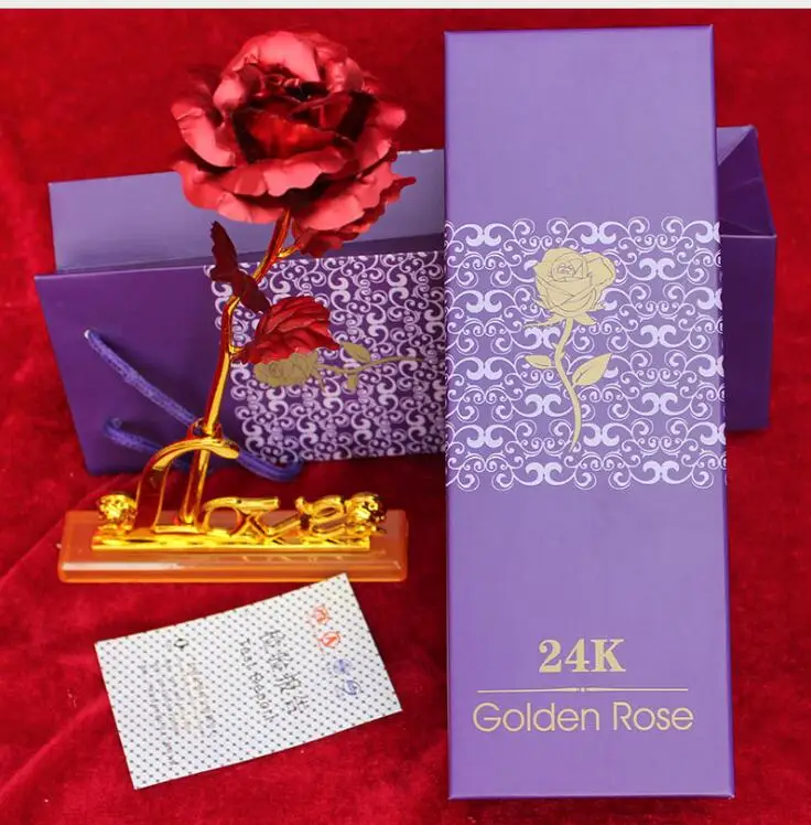 24k позолоченный бумажный букет из фольги, розы, искусственные цветы на день рождения, День Святого Валентина, свадебные подарки для гостей - Цвет: B