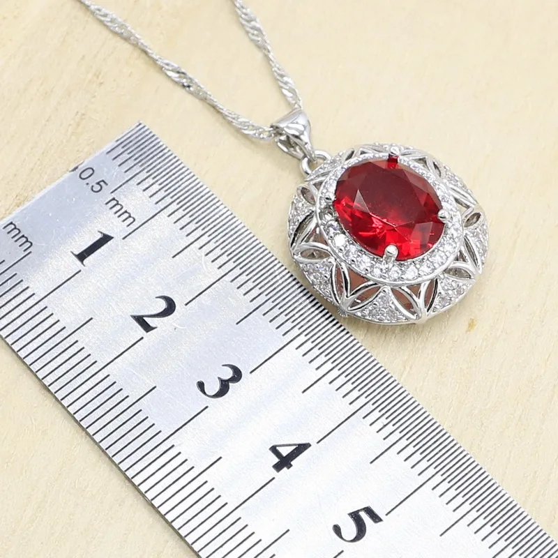 Серебряный цвет искусственный геометрический красный циркон браслет серьги