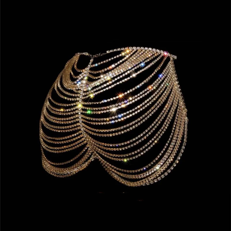 Сексуальный джазовый танцевальный костюм для женщин Стразы нательная цепочка