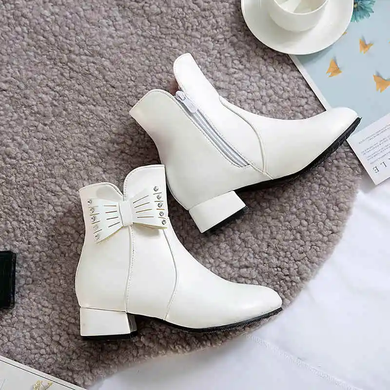 Smeeroon/Большие размеры 34 48 Модные женские ботинки Ботильоны на молнии среднем