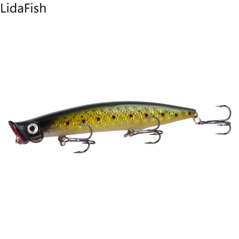 

1Pcs Sinking Popper Wobbler Fishing lure 11cm 13g Artificial Hard Bait Feather Hook Carp bass Lures Isca Fishing Tackle
