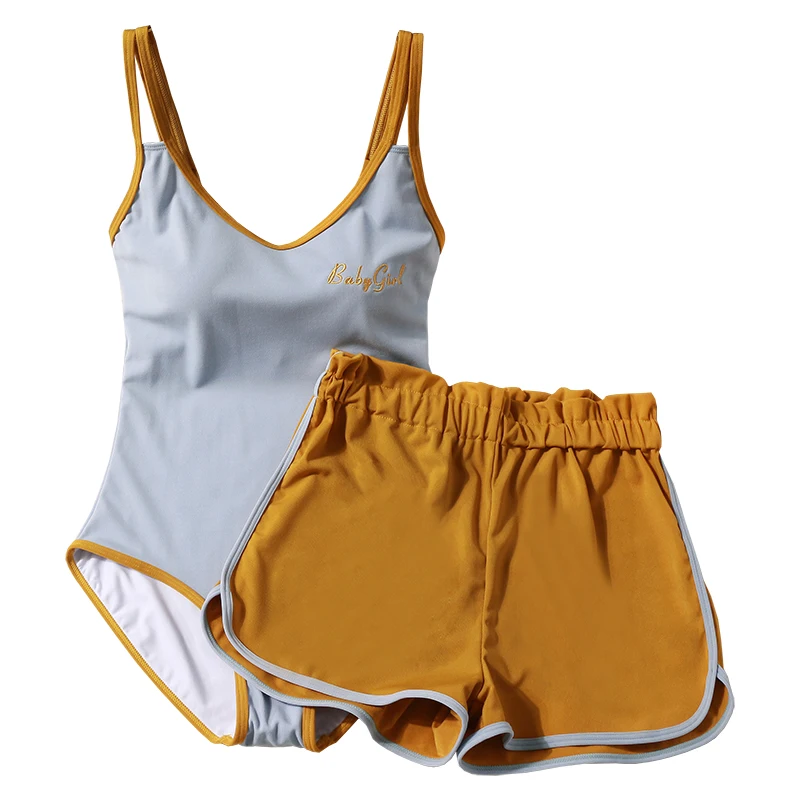 

STAERK 2020 Swimsuit women sports one piece Fashion Swimsuit Retro Beach Swimwear Bikini Set blue Bathing Suit Female Bodysuit