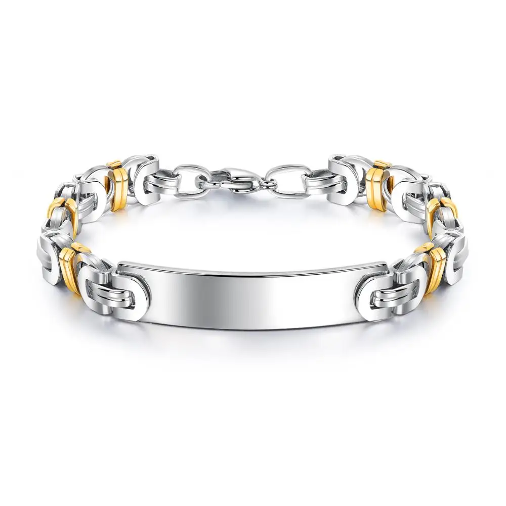 

New Product Popular Stainless Steel Bracelets Steel Color Link Byzantine Chain Bracelet with Smooth steel surface For mens