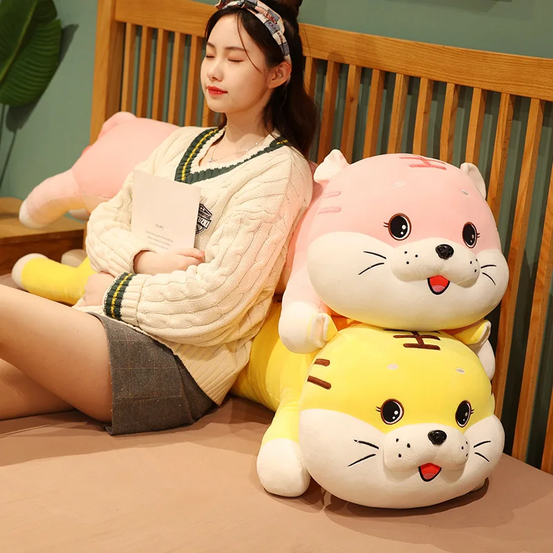 

80-120cm Cartoon Lying Tiger Plush Toy Stuffed Fluffy Animal Doll Huge Girlfriend Sleeping Pillow Baby Kids Birthday Gift