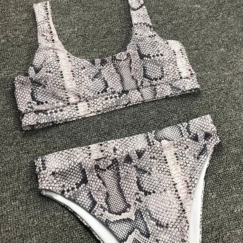 INGAGA Высокая Талия бикини пуш ап купальник для женщин принт змеиная кожа модные