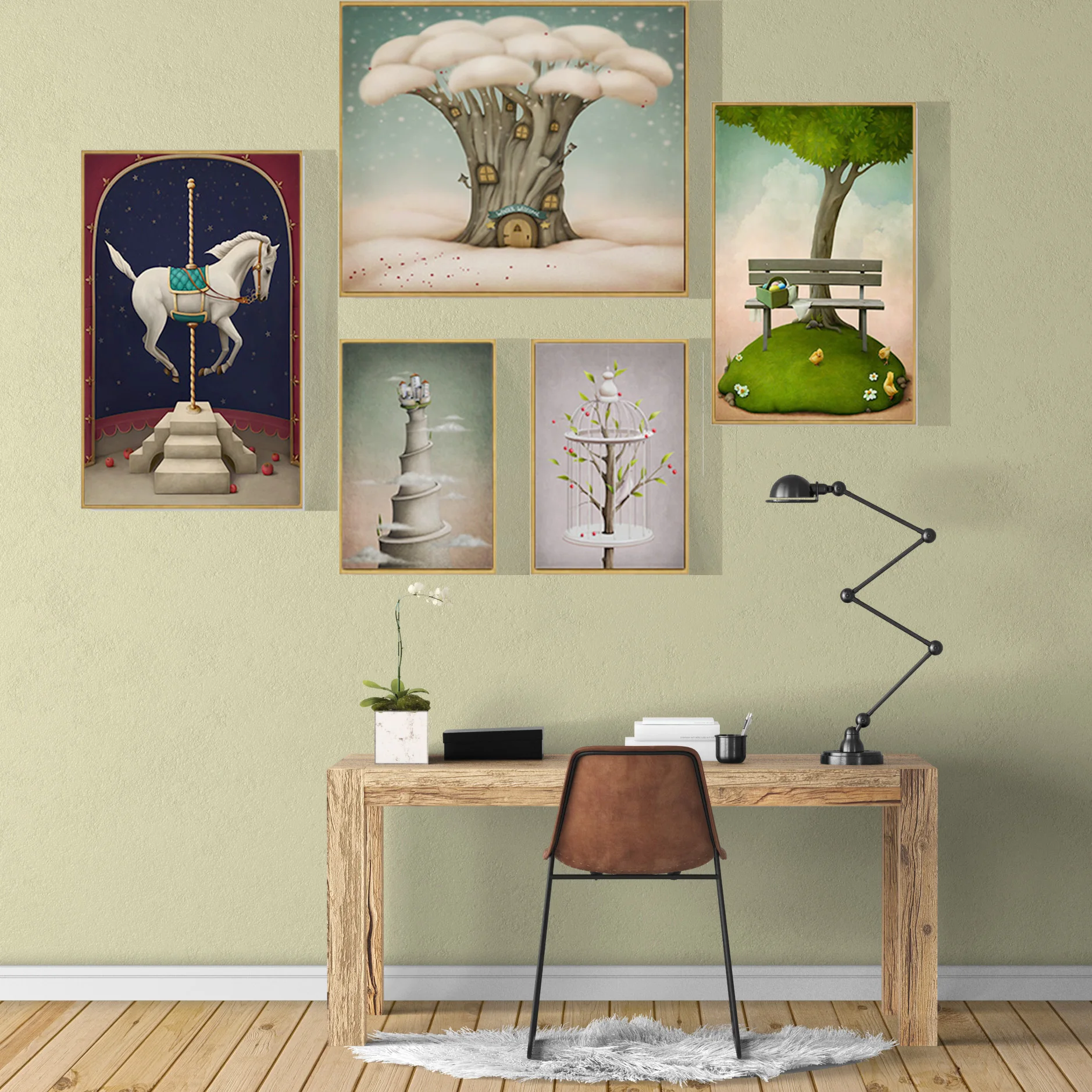 

Animal Poster Nordic Posters And Plant Tree Prints Paintings For Living Room Wall Nature Art Decorative Pictures Horse Canvas P