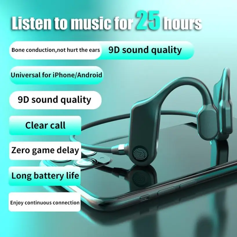 

SK3 Bone Conduction Headphones Bluetooth Wireless Ear Hook Not In-ear 9D HIFI Sound Headset Waterproof Sports Earphone Earbuds