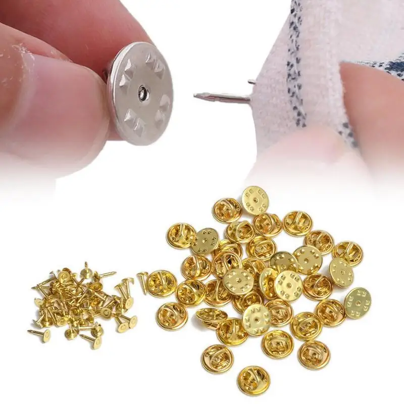 

12mm 100pcs Badge Hat Pin Backs Metal Tacks Butterfly Pins Clutch Back Scatter Fasteners Lapel Silver Pin E7J2