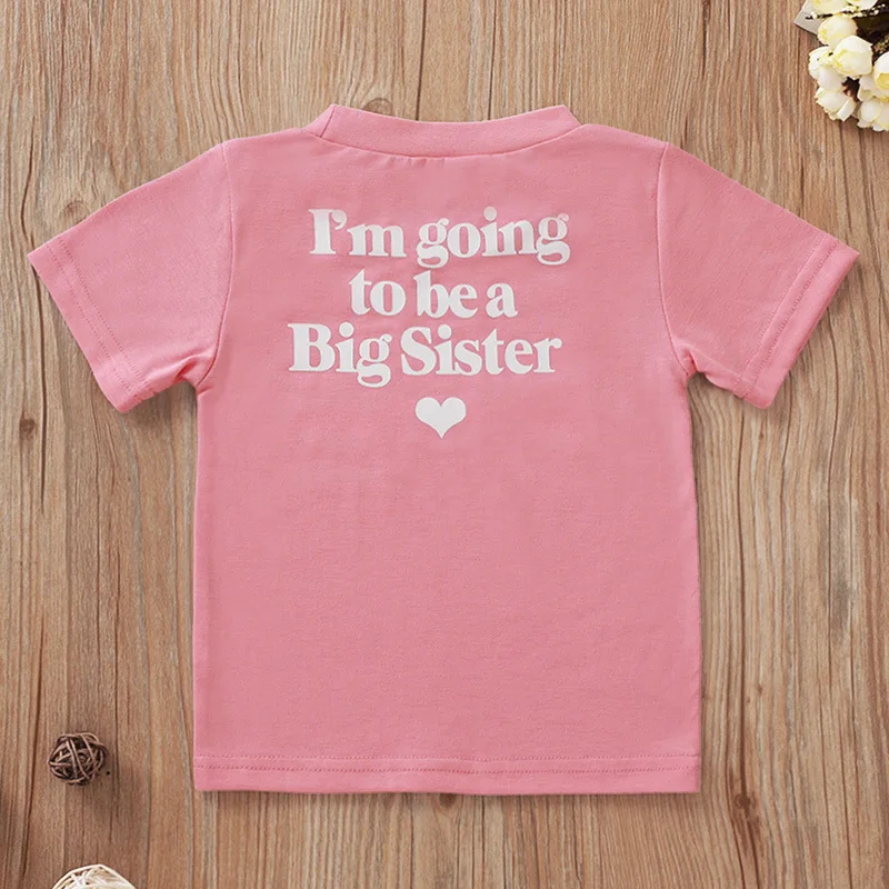 I'm to be a big Sister/хлопковая летняя одежда с принтом для девочек футболка надписью Big
