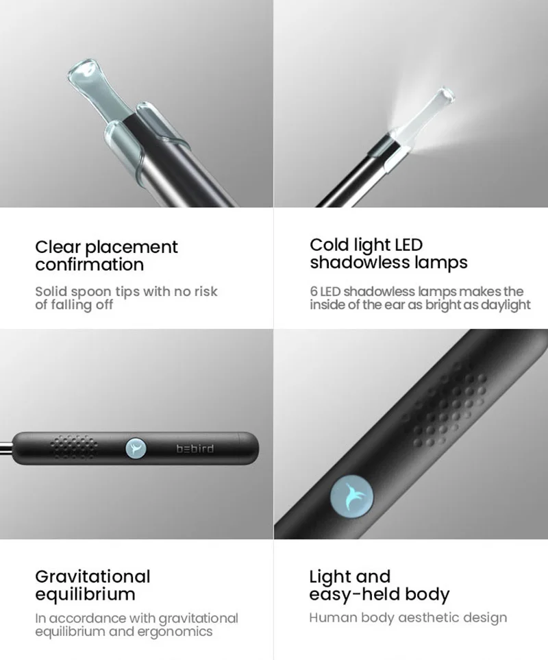 

Bebird R1 Smart Visual Ear Sticks Endoscope 300W High Precision Ear Picker Mini Camera Otoscope Borescope Ear Cleaning Tool Set