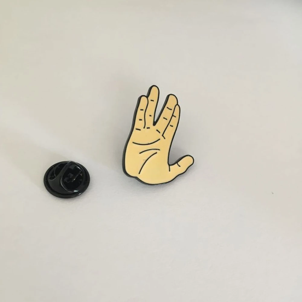 Металлическая брошь Spock Hand эмалированная булавка для путешествий длинные и