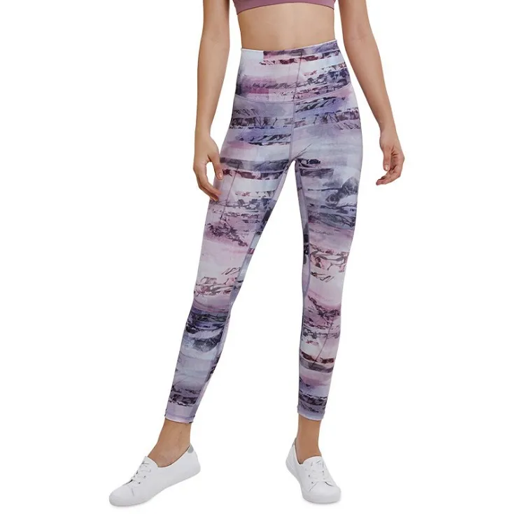 

Printed High Waist Tight Skin-Friendly Cropped Pants Women's Hip Lifting Workout Elastic Yoga Pants