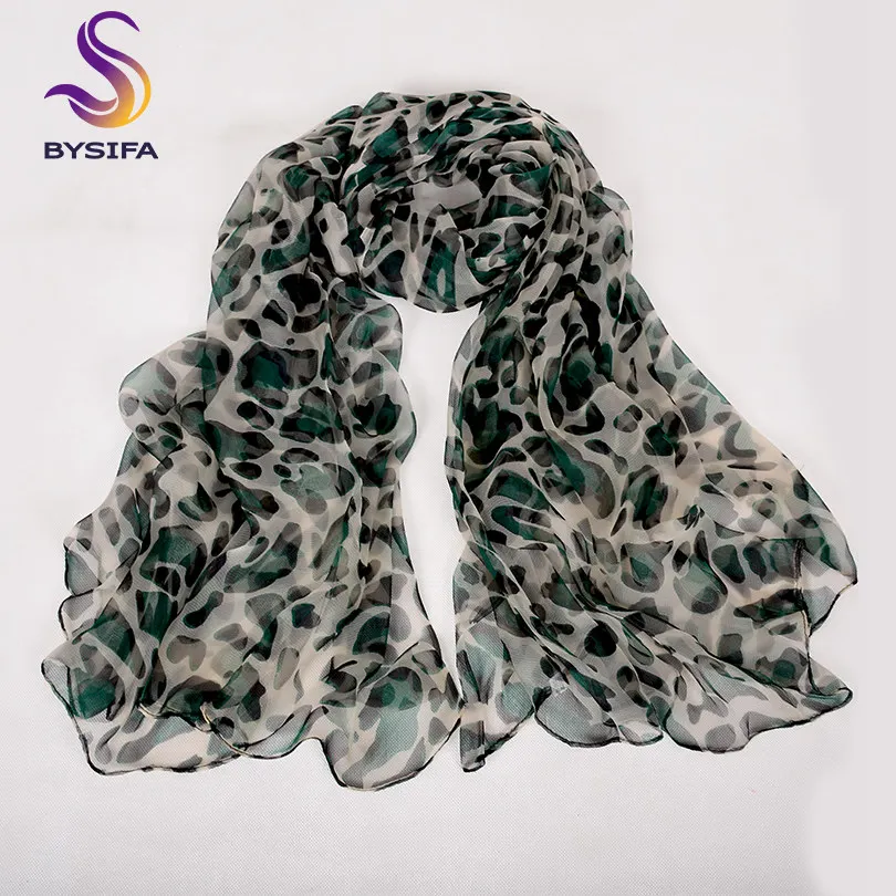 green leopard print Светильник, синие шелковые шарфы с принтом, дизайн, модные аксессуары, чистый шелк, длинные шарфы 170*110 см, длинные шарфы с узором пейсли - Цвет: green leopard print