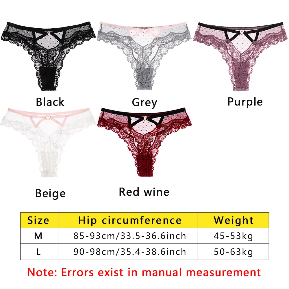

Women Sexy Lace Panties Transparent Heart Low-waist Underpant Hollow Out Thong Female Seamless G-string Underwear Lingerie