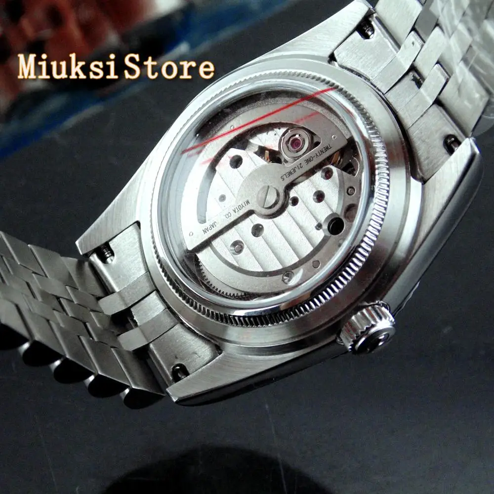 Женские автоматические часы parnis 36 мм яркие светящиеся знаки циферблат белого