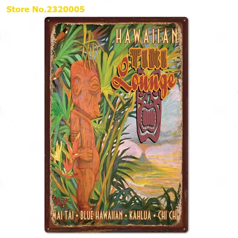 TIKI Bar картонная металлическая вывеска без ворса уродливая улыбка оловянный бар
