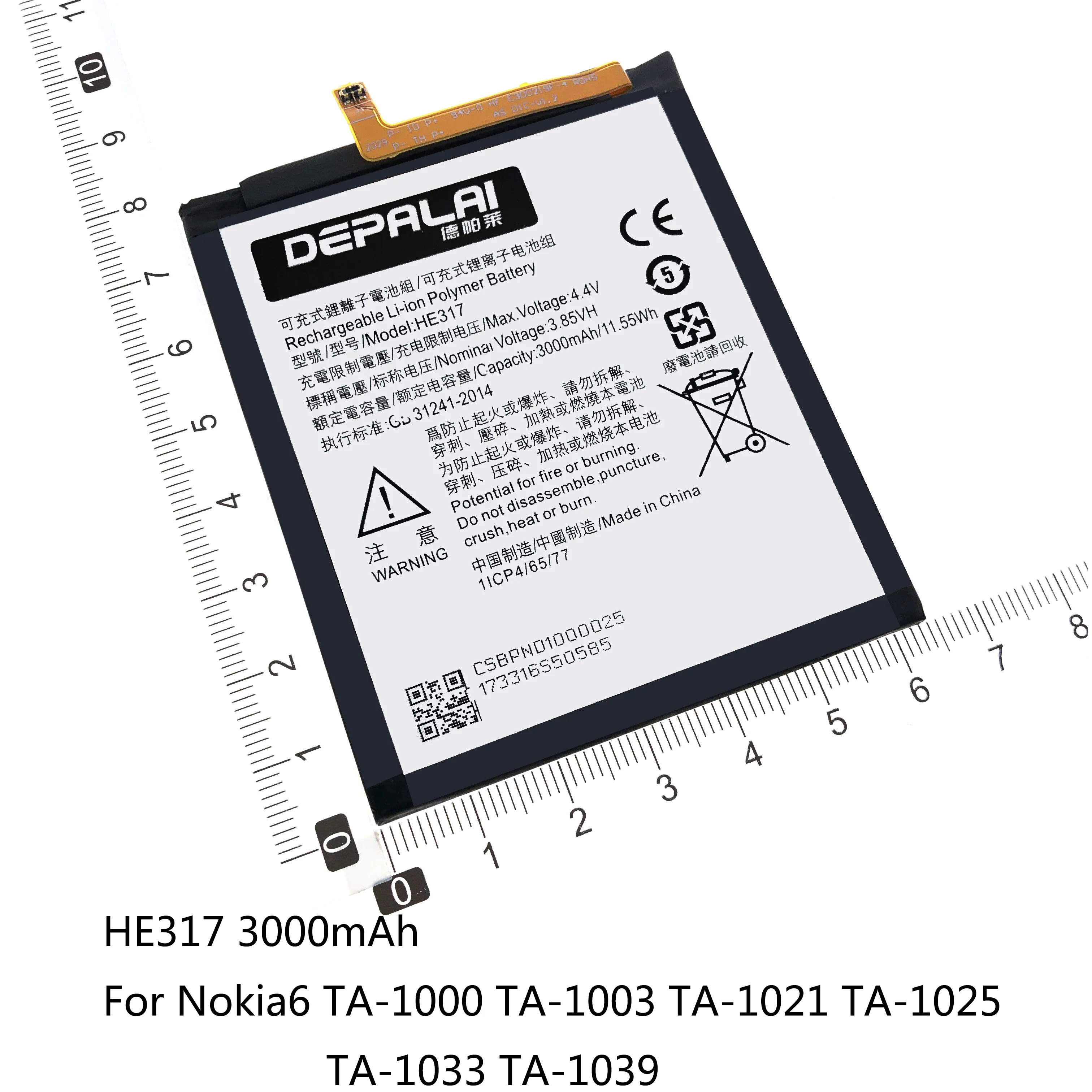 HE316 HE317 HE335 3000mAh Phone Battery For Nokia 6 N6 TA-1000 TA-1003 TA-1021 TA-1025 TA-1033 TA-1039 High Quality | Мобильные