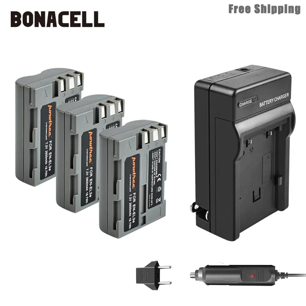 Bonacell 2600 мА/ч, EN-EL3e RU EL3e EL3a ENEL3e Батарея+ Батарея Зарядное устройство для Nikon D300S D300 D100 D200 D700 D70S D80 D90 D50 L50