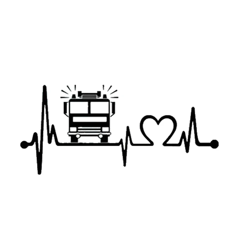

16*7.3cm Fire Truck Sticker Heartbeat Sticker Funny Rear Window Car Sticker JDM Drift Vinyl Decal Sticker car accessories