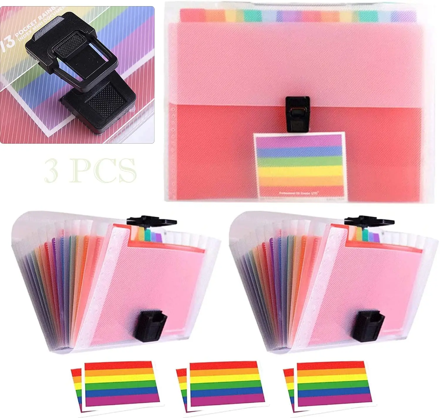 

3 Pack A6 File Storage Bag Accordion File Storage Bag 13 Pockets Expandable Folder Accordion File Storage Bag