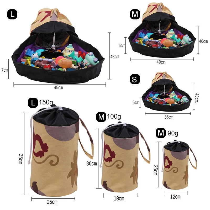 Сумка для хранения детских игрушек Холщовая на шнурке карманная портативная