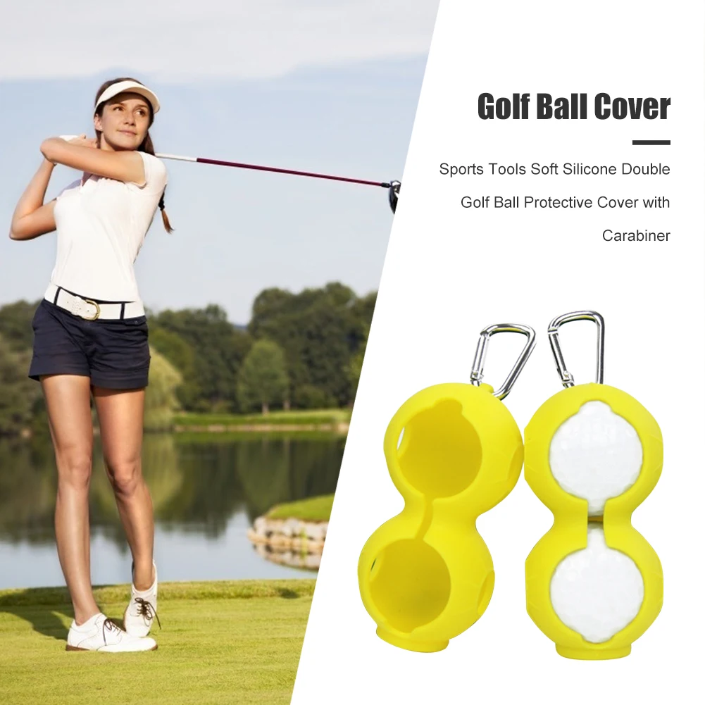 

Golf Ball Cover Waist Holder Soft Silicone Waist Holder Sleeve Double Golf Ball Protective Cover with Carabiner