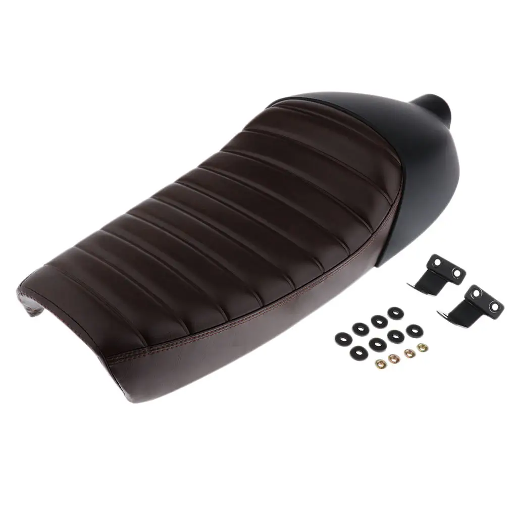 

64cm Long Retro Cafe Racer Vintage Seat Flat Cushion W/ Mount Bracket Brown