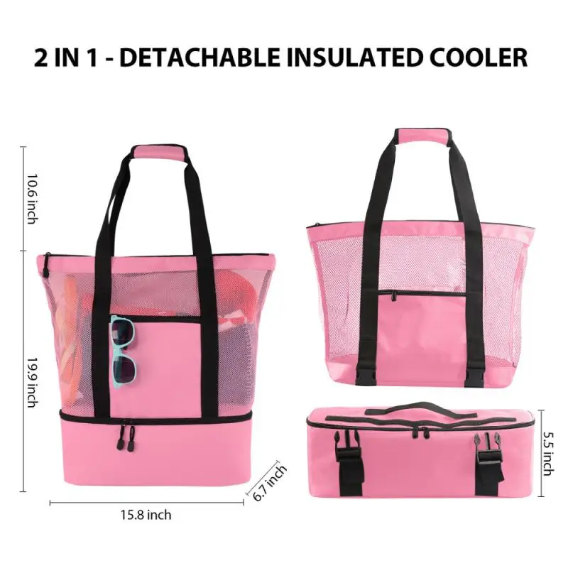 

Ladies large 34L picnic beach bag, double insulated super durable large capacity mesh transparent bag
