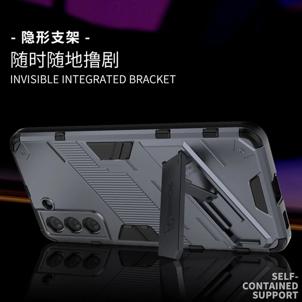 

Shockproof Case For Samsung Galaxy S21 Ultra Bcak Cover S21PLUS Shell M31 M51 Stand Holder Armor A02 M02 Kickstand Cases Matte L