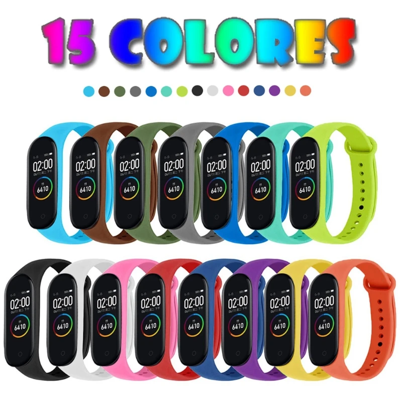 

Ремешок совместимый с браслетом Xiaomi Mi Band 6 5, сменный наручный браслет из ТПЭ разных цветов, 15 шт. водонепроницаемый ремешок для наручных часо...