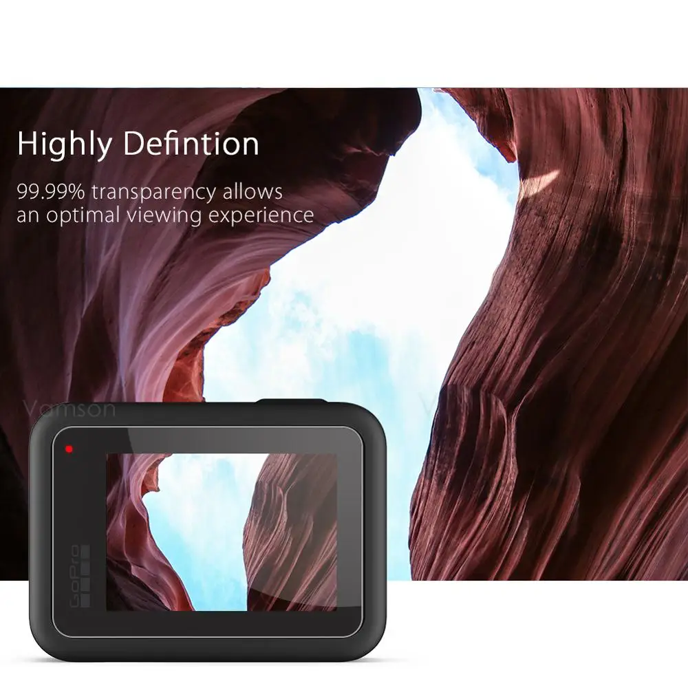 Закаленное стекло для объектива Vamson + Защитная пленка ЖК-экрана камеры GoPro Hero8