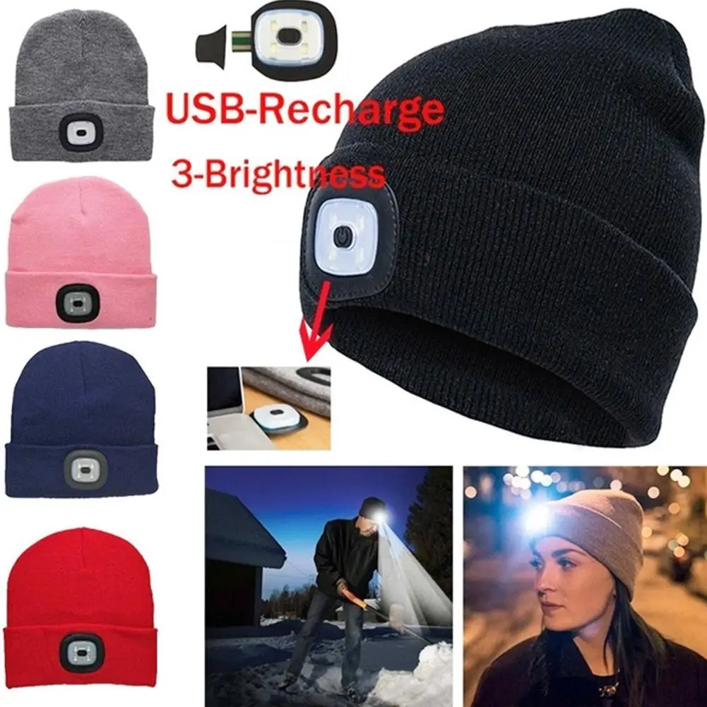 Rechargeable Usb Led Light Beanie Keep Warm In Winter For Climbing Fishing Outdoor Flashlight Hunting Camping Fishing Cyclin