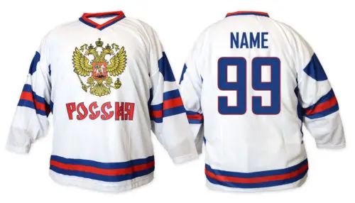 

Team Russia white red MEN'S Hockey Jersey Embroidery Stitched Customize any number and name