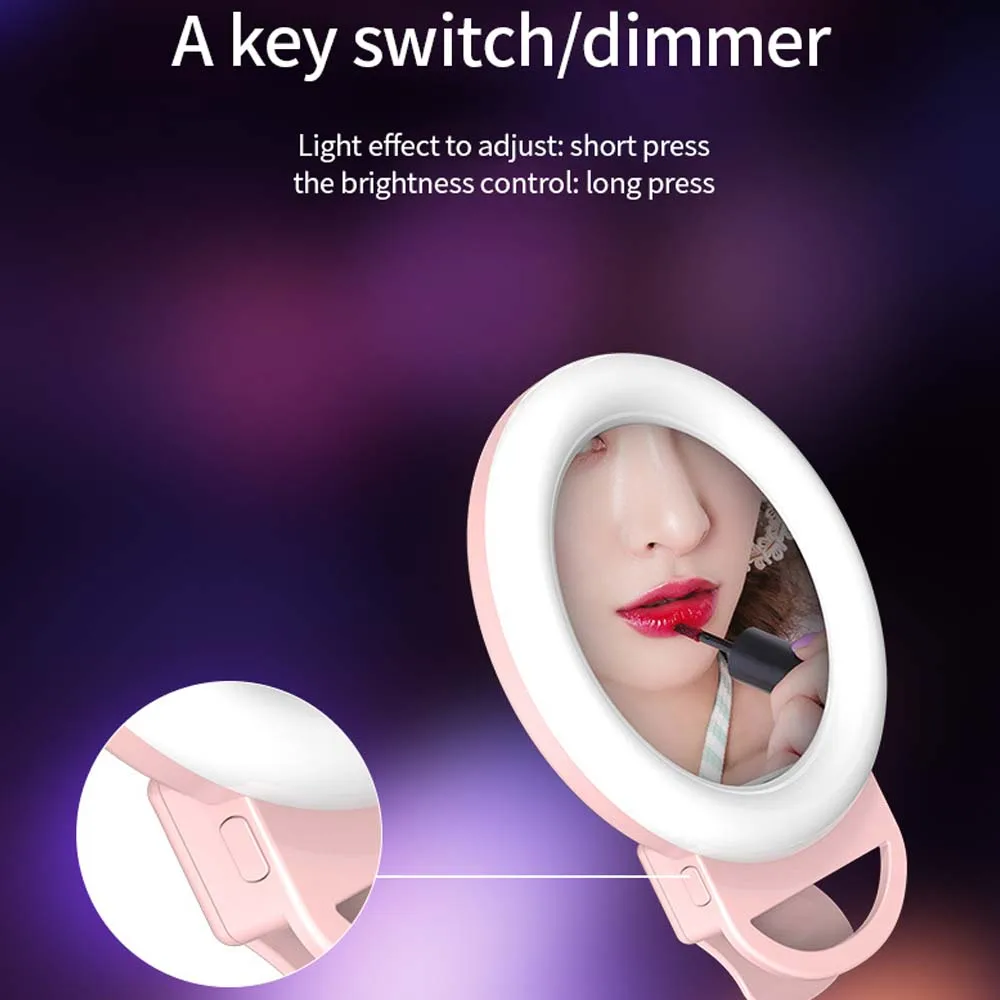 Светодиодная лампа для селфи компактная портативная светодиодная Кольцевая