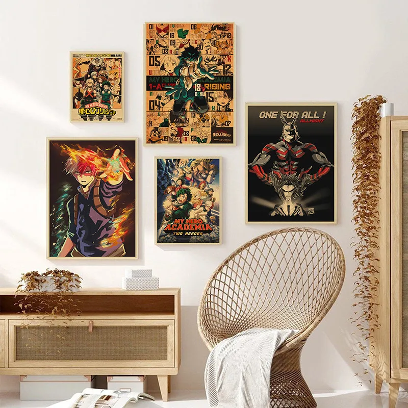 Моя геройская академия крафт-бумага печать четкое изображение художественная